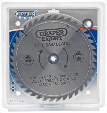 Draper CSB230P Expert TCT Saw Blade, 230 x 30mm, 40T - Code: 09481 - Pack Qty 1