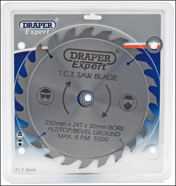 Draper CSB250P Expert TCT Saw Blade, 250 x 30mm, 24T - Code: 09486 - Pack Qty 1