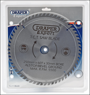Draper CSB250P Expert TCT Saw Blade, 250 x 30mm, 60T - Code: 09488 - Pack Qty 1