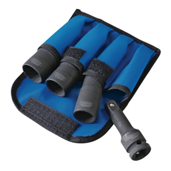 Draper LWN/DS4 Wheel Nut Double Impact Socket Kit, 1/2 inch  Sq. Dr. (4 Piece) - Code: 09539 - Pack Qty 1