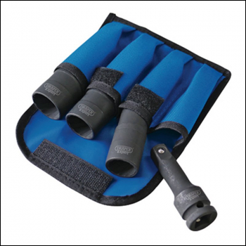 Draper LWN/DS4 Wheel Nut Double Impact Socket Kit, 1/2 inch  Sq. Dr. (4 Piece) - Code: 09539 - Pack Qty 1
