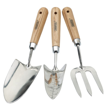 Draper FTT/ASH/SET Draper Heritage Stainless Steel Hand Fork and Trowels Set with Ash Handles (3 Piece) - Code: 09565 - Pack Qty 1
