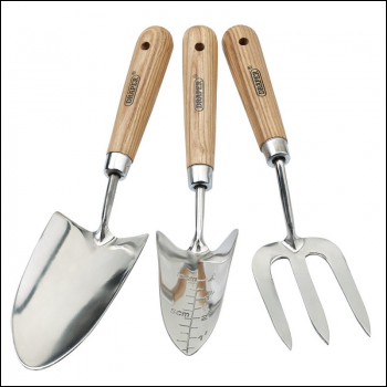 Draper FTT/ASH/SET Draper Heritage Stainless Steel Hand Fork and Trowels Set with Ash Handles (3 Piece) - Code: 09565 - Pack Qty 1