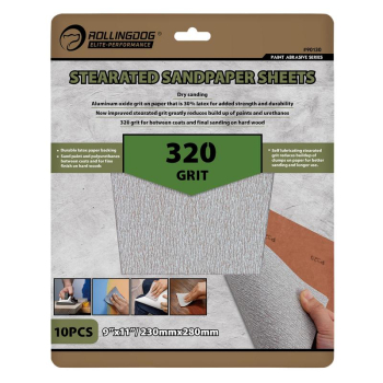 Draper 90130 ROLLINGDOG Stearated Sanding Sheets, 230 x 280mm, 320 Grit (Pack of 10) - Code: 09655 - Pack Qty 1