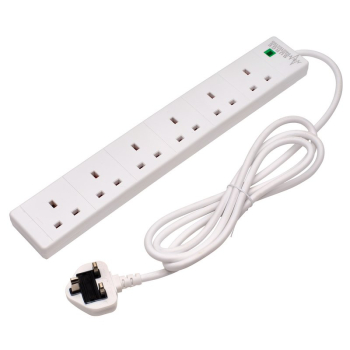 Draper CEDTS6213AS Six Socket Surge Protected Extension Lead with Neon Indicator, 2m - Code: 09659 - Pack Qty 1