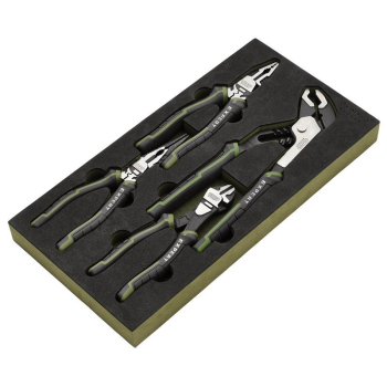 Draper PL-EX/HLP-EVA Draper Expert High Leverage Pliers Set with Water Pump Pliers in EVA Foam Tray (4 Piece) - Code: 09778 - Pack Qty 1