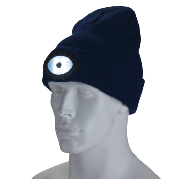 Draper BT-NB Beanie Hat with Rechargeable Torch, One Size, 1W, 100 Lumens, Navy Blue<br><br> - Code: 10007 - Pack Qty 1