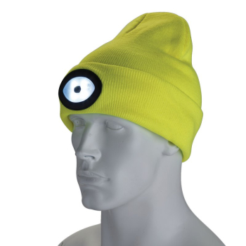 Draper BT-Y Beanie Hat with Rechargeable Torch, One Size, 1W, 100 Lumens, High-vis Yellow<br><br> - Code: 10008 - Pack Qty 1