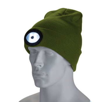 Draper BT-GR Beanie Hat with Rechargeable Torch, One Size, 1W, 100 Lumens, Green<br><br> - Code: 10018 - Pack Qty 1