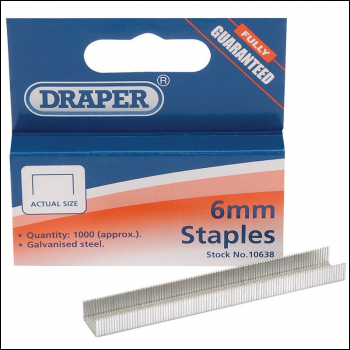 Draper 6HT Steel Staples, 6 x 10mm (Pack of 1000) - Code: 10638 - Pack Qty 1