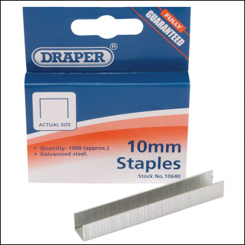 Draper 10HT Steel Staples, 10 x 10.5mm (Pack of 1000) - Code: 10640 - Pack Qty 1