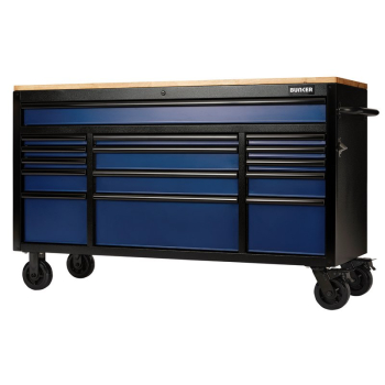 Draper B100-61B BUNKER® 15 Drawer Workbench Roller Tool Cabinet, 61 inch , Blue - Code: 10747 - Pack Qty 1