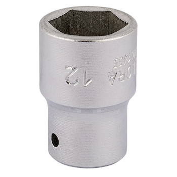 Draper 1455-M 12 Elora Hexagon Socket, 1/4 inch  Sq. Dr., 12mm - Code: 11101 - Pack Qty 1