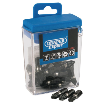 Draper IBPZ2/25 PZ TYPE Impact Bits, 1/4 inch  Hex., No.2 x 25mm (25 Piece) - Discontinued - Code: 11677 - Pack Qty 1