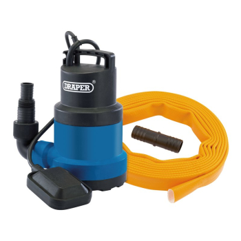 Draper PTK/SUB3 Submersible Clean Water Pump with Float Switch and Layflat Hose, 191L/min, 550W - Code: 12429 - Pack Qty 1