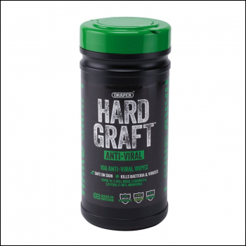 Draper HGW-AN100 Draper Hard Graft Anti-Viral Wipes (Tub of 100) - Code: 12437 - Pack Qty 1