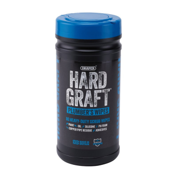 Draper HGW-PL80 Draper Hard Graft Plumbers Wipes (Tub of 80) - Code: 12438 - Pack Qty 1