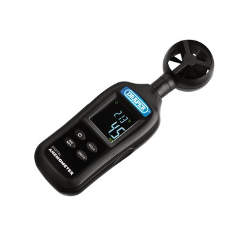 Draper 180-DA-1 Handheld Digital Anemometer - Wind Speed and Temperature Meter, 0.4-30m/s and -20 to +70°C - Code: 12445 - Pack Qty 1