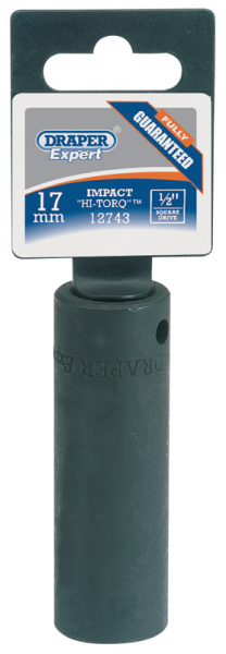 Draper 410D-MM Draper HI-TORQ® Deep Impact Socket, 1/2 inch  Sq. Dr., 17mm - Code: 12743 - Pack Qty 1
