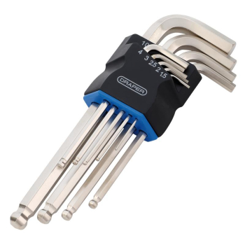 Draper LBEHK9 Metric Long Arm Ball End Hex Key Set (9 Piece) - Code: 12808 - Pack Qty 1