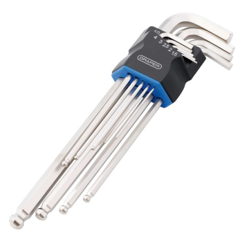 Draper XLBEHK9 Metric Extra Long Arm Ball End Hex Key Set (9 Piece) - Code: 12809 - Pack Qty 1