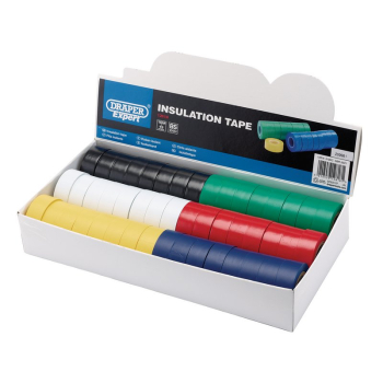 Draper 619DC Draper Expert Countertop Display of 48 Assorted 10M x 19mm Insulation Tape Rolls to BS3924 and BS4J10 - Code: 12818 - Pack Qty 1