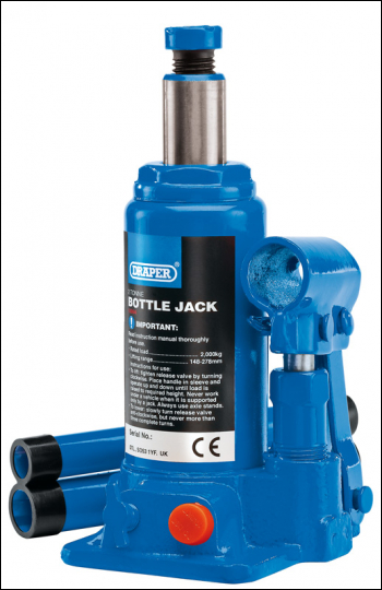 Draper BJ2-B Hydraulic Bottle Jack, 2 Tonne - Code: 13064 - Pack Qty 1