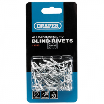 Draper RIV Blind Rivets, 3.2 x 10.8mm (50 Piece) - Code: 13555 - Pack Qty 1