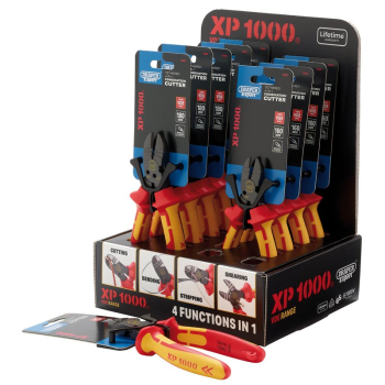 Draper XP1000/4-1/10PC XP1000® Counter Top Display of VDE 160mm 4-in-1 Tethered Combination Cutters & 180mm 4-in-1 Tethered Combination Cutters (10 Piece) - Code: 13608 - Pack Qty 1