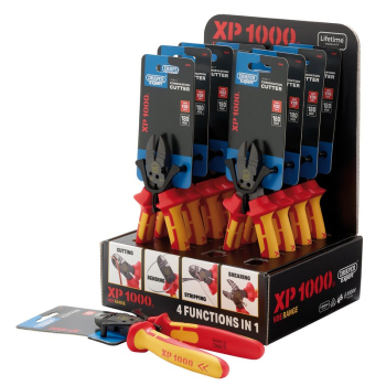 Draper XP1000/4-1/NT10 XP1000® Counter Top Display of VDE 180mm 4-in-1 Combination Cutters (10 Piece) - Code: 13617 - Pack Qty 1