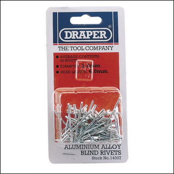Draper RIV Blind Rivets, 3.2 x 5.2mm (50 Piece) - Code: 14007 - Pack Qty 1