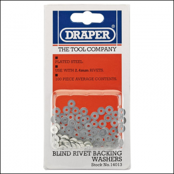 Draper RIV/W Rivet Backing Washers, 2.4mm (100 Piece) - Code: 14013 - Pack Qty 1