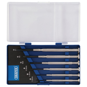 Draper PS1003/B Precision Screwdriver Set, 3 x Plain Slot, 3 x Cross Slot (6 Piece) - Code: 14956 - Pack Qty 1