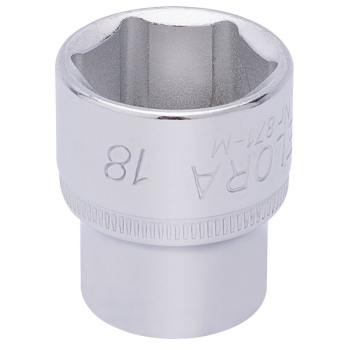 Draper 871-M 18 Elora Hexagon Socket, 3/8 inch  Sq. Dr., 18mm - Code: 15235 - Pack Qty 1