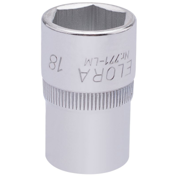 Draper 771-LM 18 Elora Hexagon Socket, 1/2 inch  Sq. Dr., 18mm - Code: 15307 - Pack Qty 1