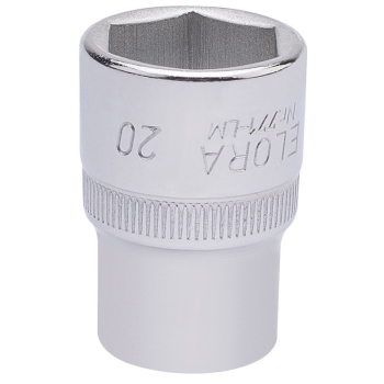 Draper 771-LM 20 Elora Hexagon Socket, 1/2 inch  Sq. Dr., 20mm - Code: 15309 - Pack Qty 1