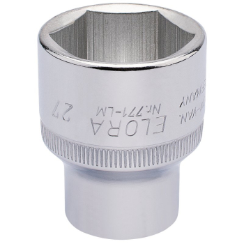 Draper 771-LM 27 Elora Hexagon Socket, 1/2 inch  Sq. Dr., 27mm - Code: 15316 - Pack Qty 1