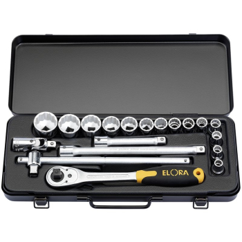 Draper 770-LINDMU Metric Socket Set, 1/2 inch  Sq. Dr. (19 Piece) - Code: 15356 - Pack Qty 1