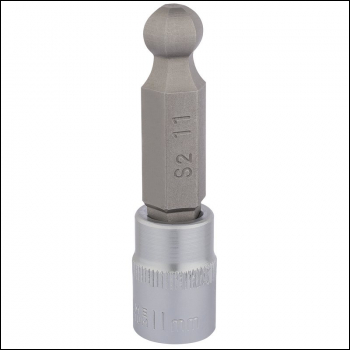 Draper D-HEX-BALL/B Ball End Hexagonal Socket Bits, 3/8 inch  Sq. Dr., 11mm - Code: 16294 - Pack Qty 1