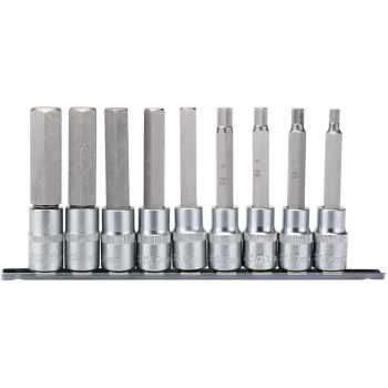 Draper H-HEX/9/100 Draper Expert Long Metric Hex. Socket Bit Set, 1/2 inch  Sq. Dr., 100mm (9 Piece) - Code: 16308 - Pack Qty 1