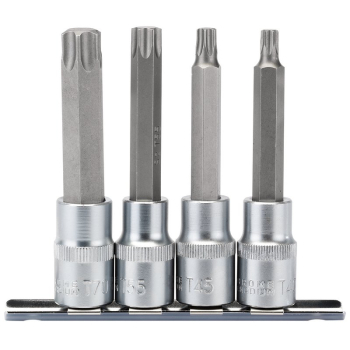Draper T-TX/4/100 Draper Expert TX-STAR® Socket Bit Set, 1/2 inch  Sq. Dr. (4 Piece) - Code: 16331 - Pack Qty 1