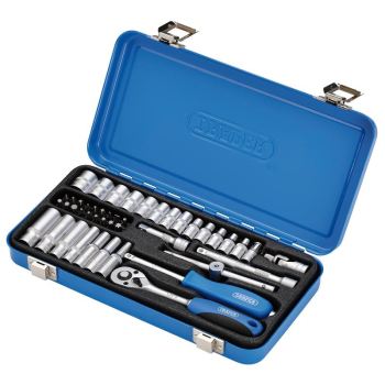 Draper BD45M/MT Metric Socket Set in Metal Case, 1/4 inch  Sq. Dr. (45 Piece) - Code: 16365 - Pack Qty 1