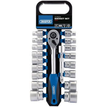 Draper HD19M/PR Metric Socket and Ratchet Set, 1/2 inch  Sq. Dr. (19 Piece) - Code: 16375 - Pack Qty 1