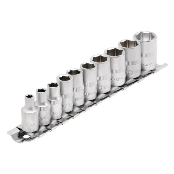Draper BD10MM Metric Socket on Metal Rail, 1/4 inch  Sq. Dr. (10 Piece) - Code: 16398 - Pack Qty 1