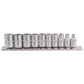 Draper BD10MM Metric Socket on Metal Rail, 1/4 inch  Sq. Dr. (10 Piece) - Code: 16398 - Pack Qty 1