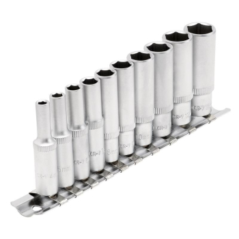 Draper BD10MMD Metric Deep Socket on Metal Rail, 1/4 inch  Sq. Dr. (10 Piece) - Code: 16399 - Pack Qty 1