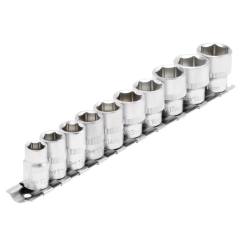 Draper DD10MM Socket Set on Metal Rail, 3/8 inch  Sq. Dr. (10 Piece) - Code: 16400 - Pack Qty 1