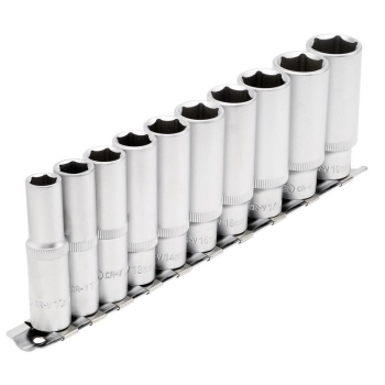 Draper DD10MMD Deep Socket Set on Metal Rail, 3/8 inch  Sq. Dr. (10 Piece) - Code: 16401 - Pack Qty 1
