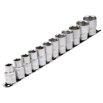 Draper HD12MM Socket Set on Metal Rail, 1/2 inch  Sq. Dr. (12 Piece) - Code: 16402 - Pack Qty 1
