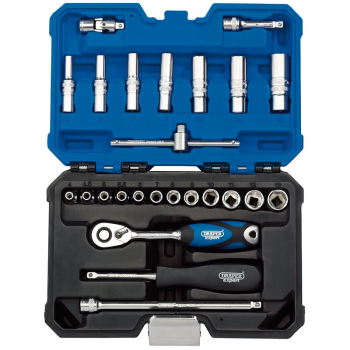 Draper B25MN/SG Draper Expert Metric Socket Set, 1/4 inch  Sq. Dr., Blue (25 Piece) - Code: 16443 - Pack Qty 1